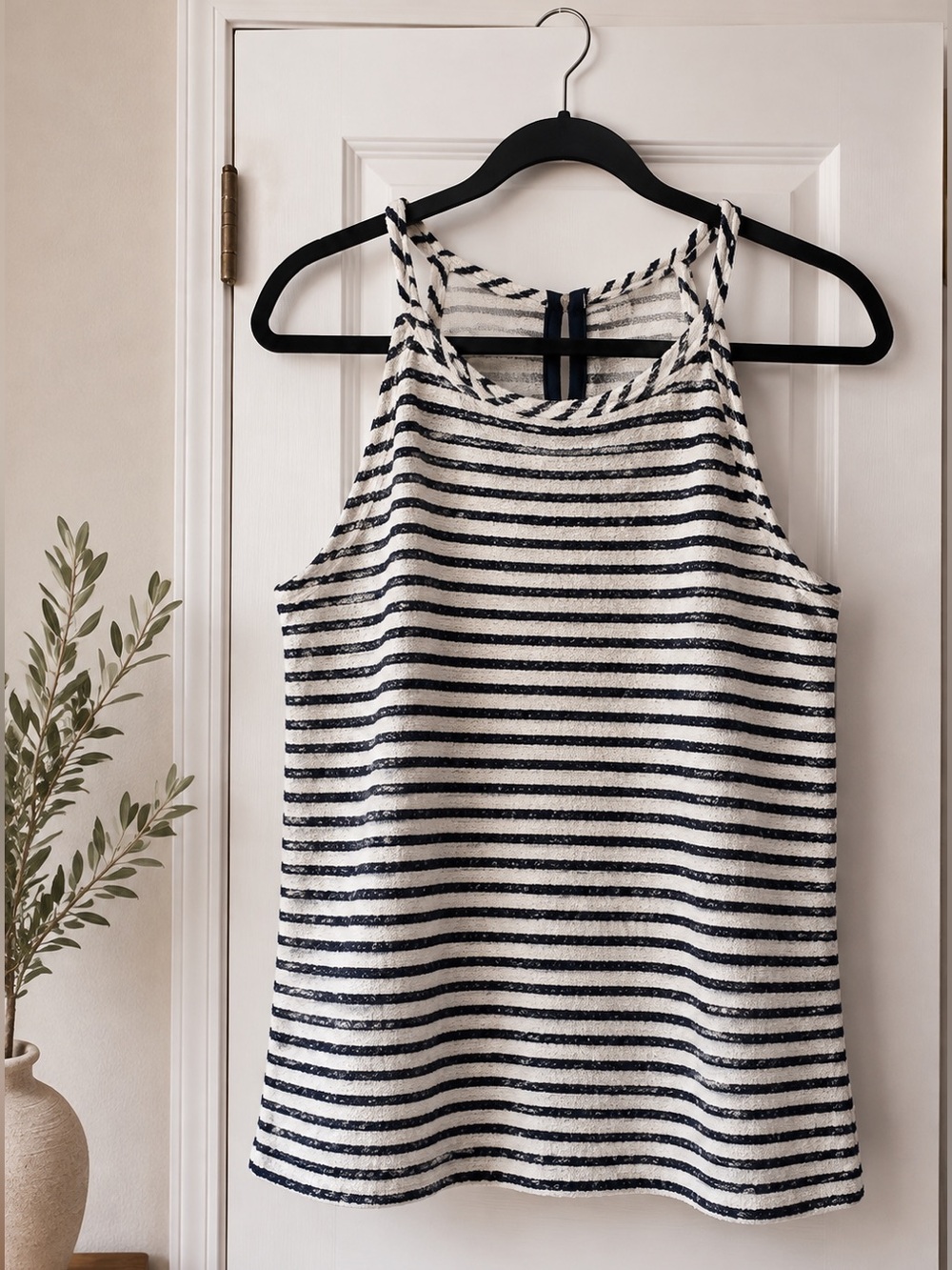 Green Envelope Los Angeles Striped Textured Tank Top Medium Coastal Chic
